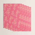 Botanical Cottage Woven Look Pattern in Eclectic Pink and Cream Wrapping Paper Gallery Image 3