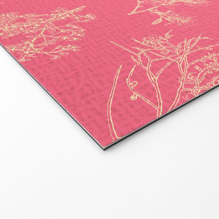 Botanical Cottage Woven Look Pattern in Eclectic Pink and Cream Welcome Mat Gallery Image 2