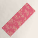 Botanical Cottage Woven Look Pattern in Eclectic Pink and Cream Yoga Mat Gallery Image 1