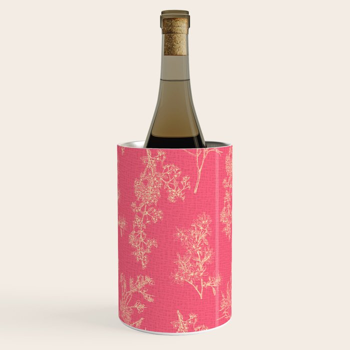 Botanical Cottage Woven Look Pattern in Eclectic Pink and Cream Wine Chiller Gallery Image 3