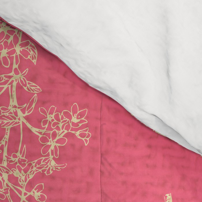 Botanical Cottage Woven Look Pattern in Eclectic Pink and Cream Comforter Gallery Image 4