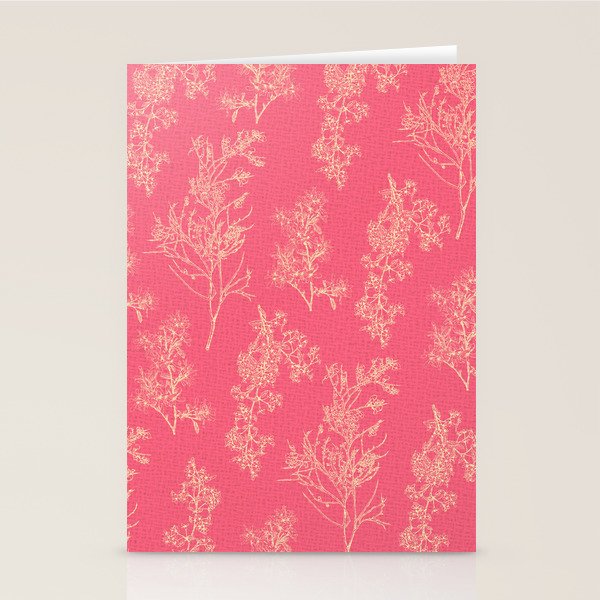Botanical Cottage Woven Look Pattern in Eclectic Pink and Cream Stationery Card Gallery Image 2