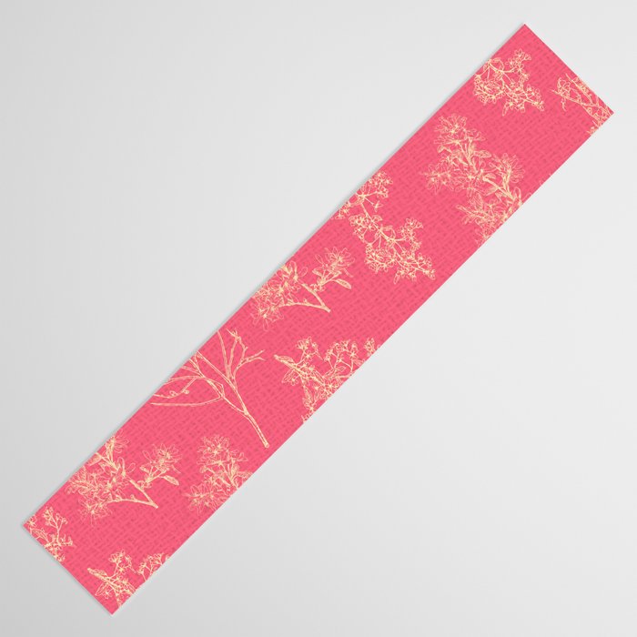 Botanical Cottage Woven Look Pattern in Eclectic Pink and Cream Table Runner Gallery Image 3