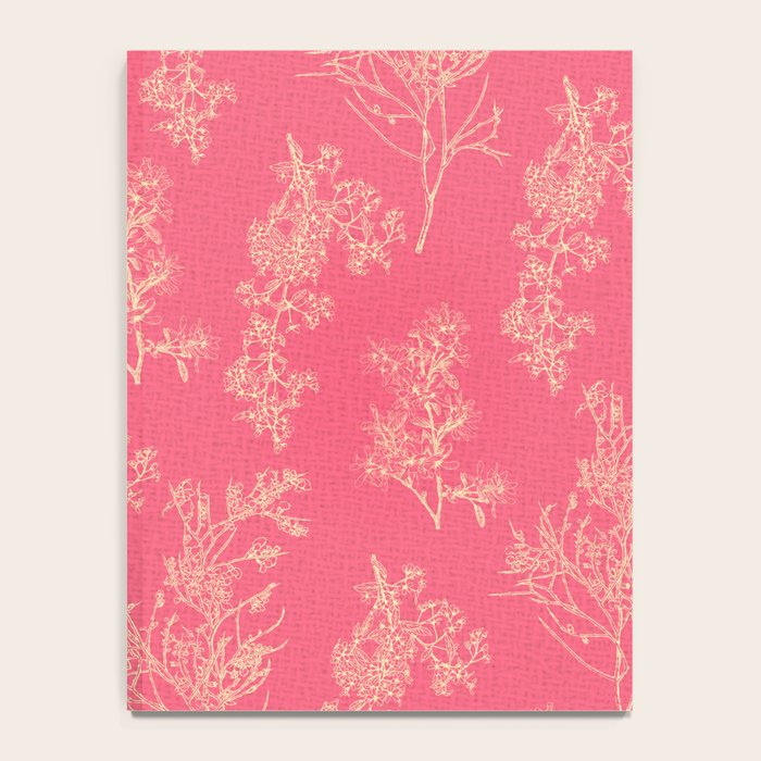 Botanical Cottage Woven Look Pattern in Eclectic Pink and Cream Notebook Gallery Image 4