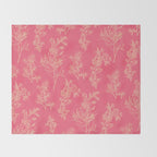 Botanical Cottage Woven Look Pattern in Eclectic Pink and Cream Throw Blanket Gallery Image 2