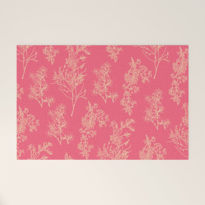 Botanical Cottage Woven Look Pattern in Eclectic Pink and Cream Welcome Mat Gallery Image 1