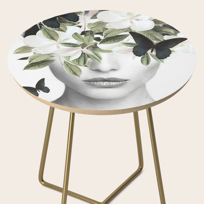 Woman With Flowers and Butterflies 3 Side Table Gallery Image 2