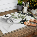 Woman With Flowers and Butterflies 3 Outdoor Rug Gallery Image 2