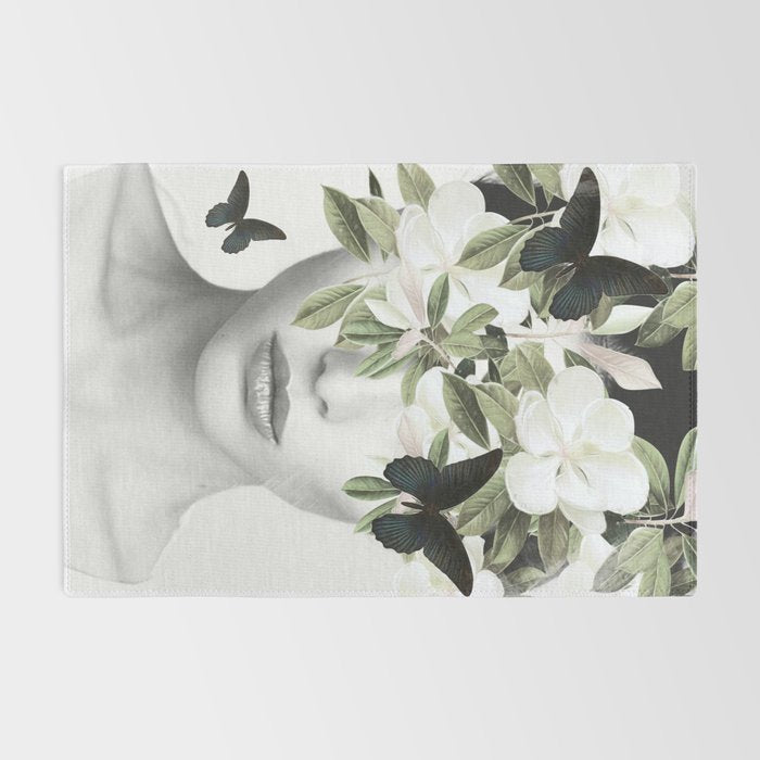 Woman With Flowers and Butterflies 3 Rug Gallery Image 2