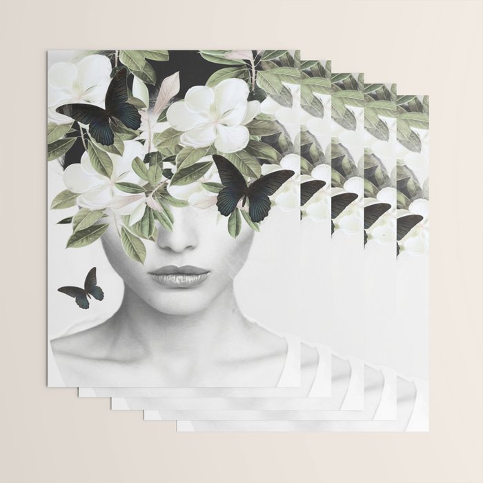 Woman With Flowers and Butterflies 3 Wrapping Paper Gallery Image 3
