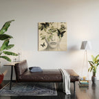 Woman With Flowers and Butterflies 3 Wood Wall Art Gallery Image 2