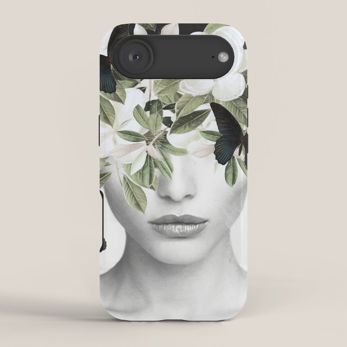 Woman With Flowers and Butterflies 3 iPhone Case Gallery Image 2
