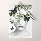 Woman With Flowers and Butterflies 3 Wrapping Paper Gallery Image 1