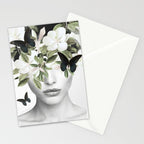 Woman With Flowers and Butterflies 3 Stationery Card Gallery Image 2
