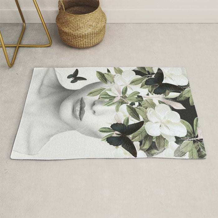 Woman With Flowers and Butterflies 3 Rug Gallery Image 1
