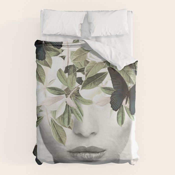 Woman With Flowers and Butterflies 3 Duvet Cover Gallery Image 6