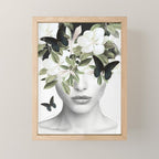 Woman With Flowers and Butterflies 3 Mini Art Print Gallery Image 1