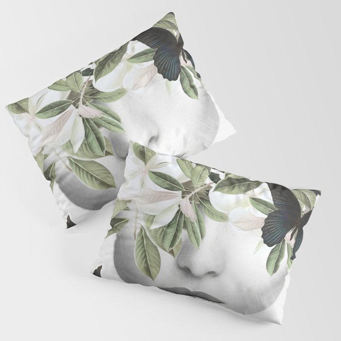Woman With Flowers and Butterflies 3 Pillow Sham Gallery Image 1