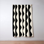 Retro Wavy Lines Pattern in Black & White Window Curtain Gallery Image 3