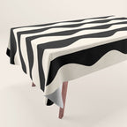 Retro Wavy Lines Pattern in Black & White Tablecloth Gallery Image 1