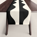 Retro Wavy Lines Pattern in Black & White Table Runner Gallery Image 1
