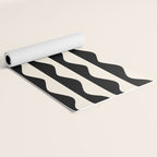 Retro Wavy Lines Pattern in Black & White Yoga Mat Gallery Image 2