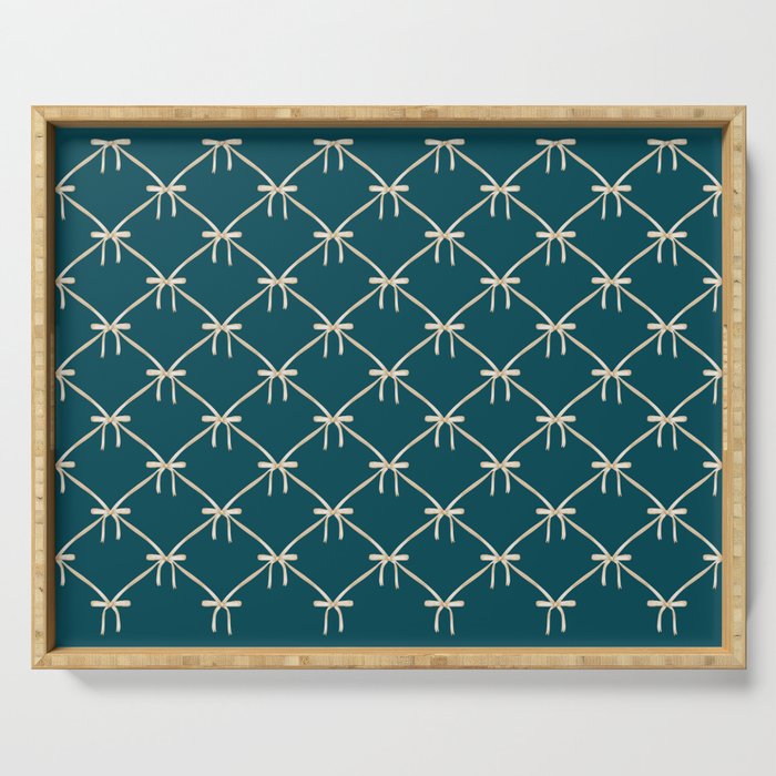 Bows & Ribbons Pattern XXIX Dark Teal Serving Tray Gallery Image 1
