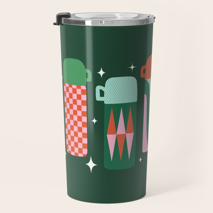 Retro Christmas Coffee Thermoses - Green Travel Mug Gallery Image 3