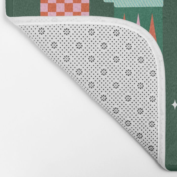 Retro Christmas Coffee Thermoses - Green Bath Mat Gallery Image 2