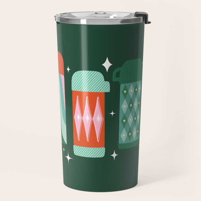 Retro Christmas Coffee Thermoses - Green Travel Mug Gallery Image 2