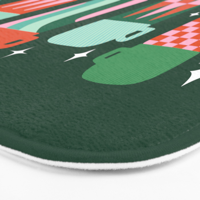 Retro Christmas Coffee Thermoses - Green Bath Mat Gallery Image 3