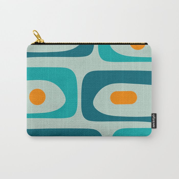 Mid Century Modern Piquet Pattern Teal Aqua Orange Carry All Pouch Gallery Image 1