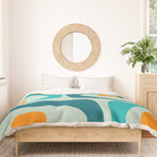 Mid Century Modern Piquet Pattern Teal Aqua Orange Duvet Cover Gallery Image 3