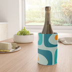 Mid Century Modern Piquet Pattern Teal Aqua Orange Wine Chiller Gallery Image 4
