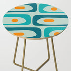 Mid Century Modern Piquet Pattern Teal Aqua Orange Side Table Gallery Image 2