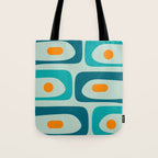 Mid Century Modern Piquet Pattern Teal Aqua Orange Tote Bag Gallery Image 1