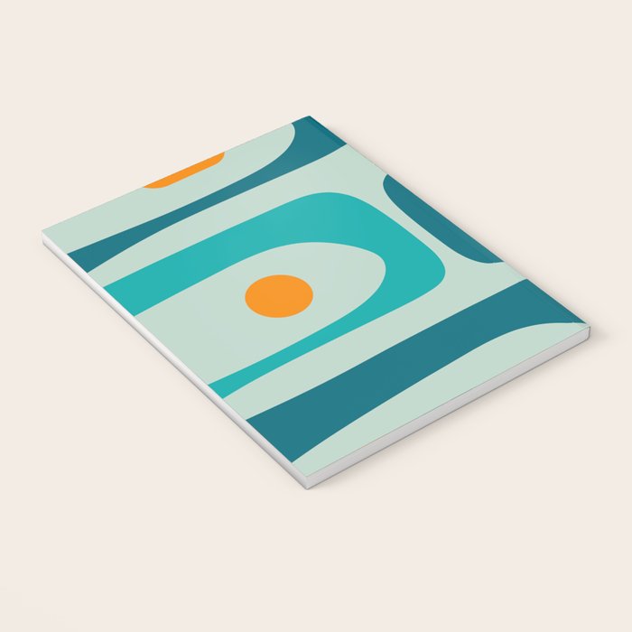 Mid Century Modern Piquet Pattern Teal Aqua Orange Notebook Gallery Image 3