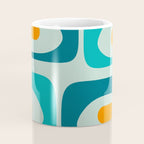 Mid Century Modern Piquet Pattern Teal Aqua Orange Coffee Mug Gallery Image 4