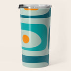 Mid Century Modern Piquet Pattern Teal Aqua Orange Travel Mug Gallery Image 3