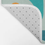 Mid Century Modern Piquet Pattern Teal Aqua Orange Bath Mat Gallery Image 2