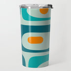 Mid Century Modern Piquet Pattern Teal Aqua Orange Travel Mug Gallery Image 2