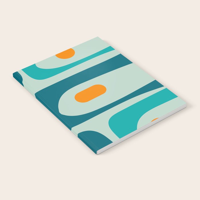 Mid Century Modern Piquet Pattern Teal Aqua Orange Notebook Gallery Image 2