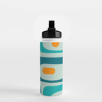 Mid Century Modern Piquet Pattern Teal Aqua Orange Water Bottle Gallery Image 2