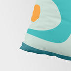Mid Century Modern Piquet Pattern Teal Aqua Orange Pillow Sham Gallery Image 4