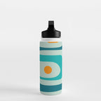 Mid Century Modern Piquet Pattern Teal Aqua Orange Water Bottle Gallery Image 3