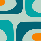 Mid Century Modern Piquet Pattern Teal Aqua Orange Coffee Mug Gallery Image 2