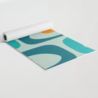 Mid Century Modern Piquet Pattern Teal Aqua Orange Yoga Mat Gallery Image 2