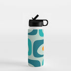 Mid Century Modern Piquet Pattern Teal Aqua Orange Water Bottle Gallery Image 1