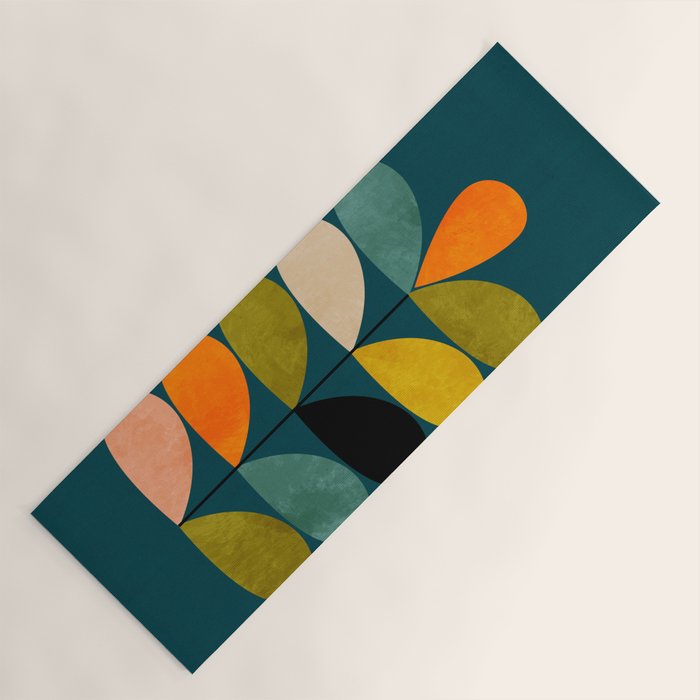 retro minimal floral Yoga Mat Gallery Image 1