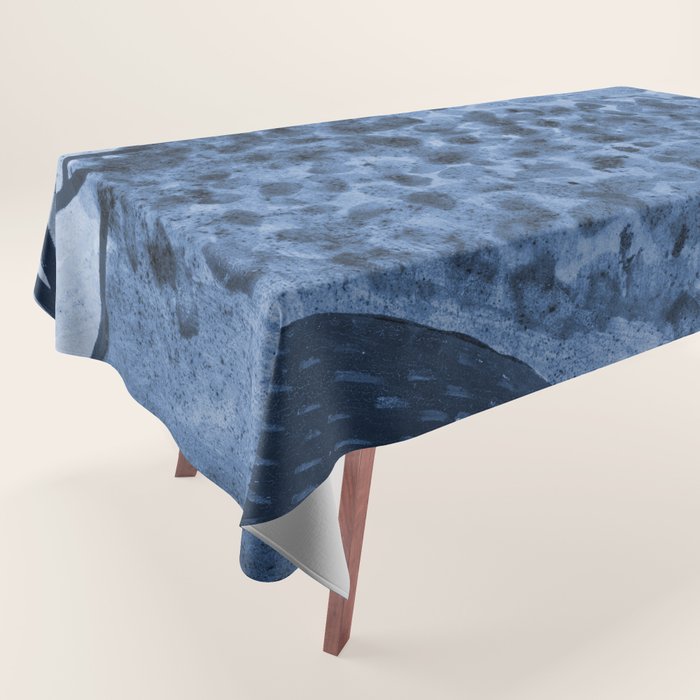 Garden Lilac Flower Painting in Navy Blue Tablecloth Gallery Image 1